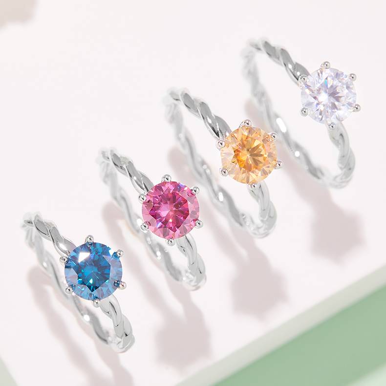 直臂藤蔓S925银镀白金MoissaniteWomen's Ring1ctD级